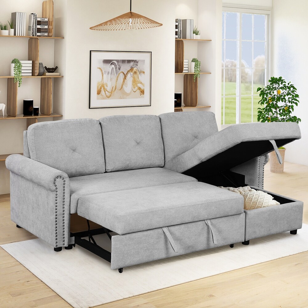 Modern Sleeper Sofa Bed Convertible Sectional Couch with Storage