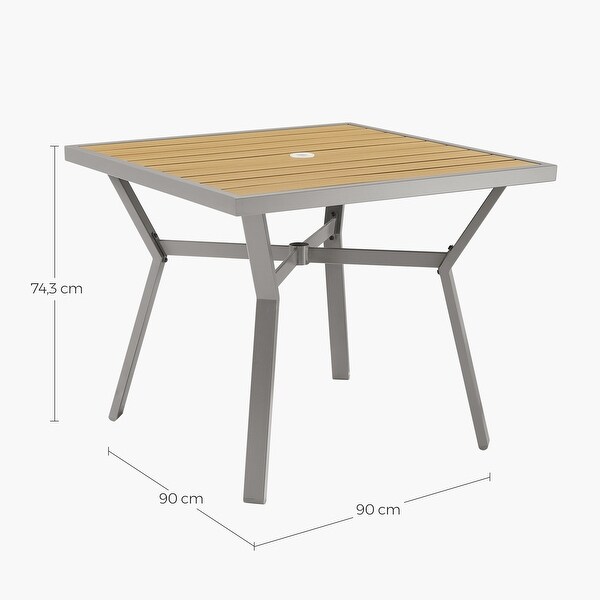 Dining Table，Patio Table，with Umbrella Hole Grey，Beige