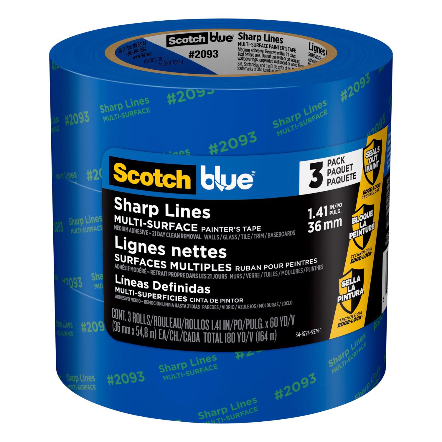 ScotchBlue 1.41 in. W X 60 yd L Blue Medium Strength Painter\u0027s Tape 3 pk