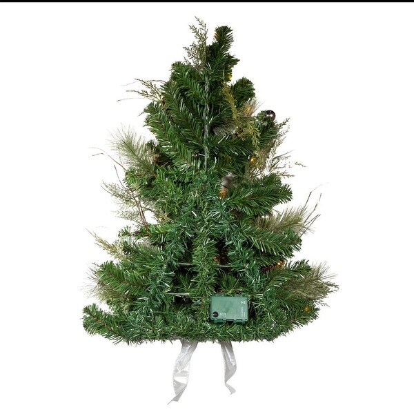 Kurt Adler 26Inch PreLit Snowy Silver Wall Tree