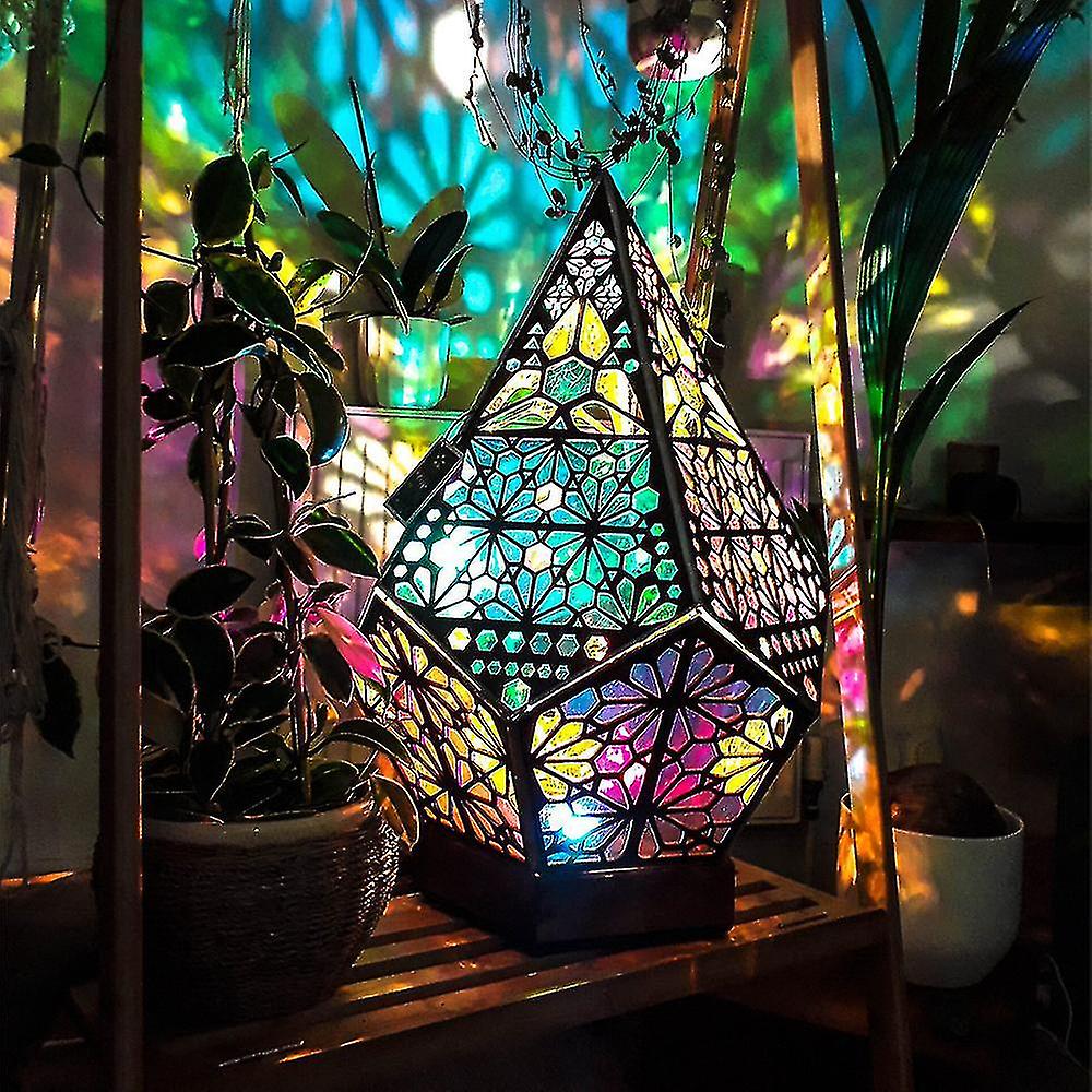 Usb Model Bohemian Mosaic Starry Sky Floor Projections Lamp Table Bedside Light