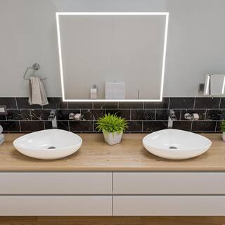 ALFI BRAND 23 in. Above Mount Porcelain Oval Vessel Sink in White ABC914