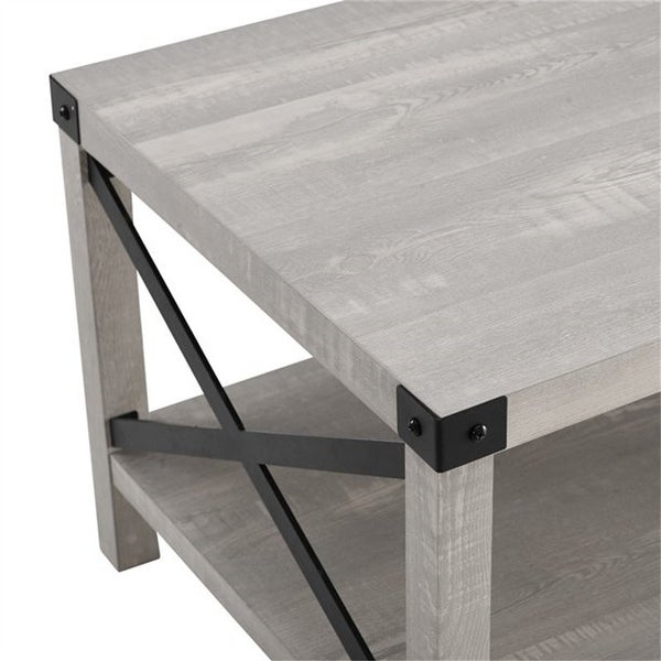 Coffee Table Metal Base X Grey Wash Coffee Table