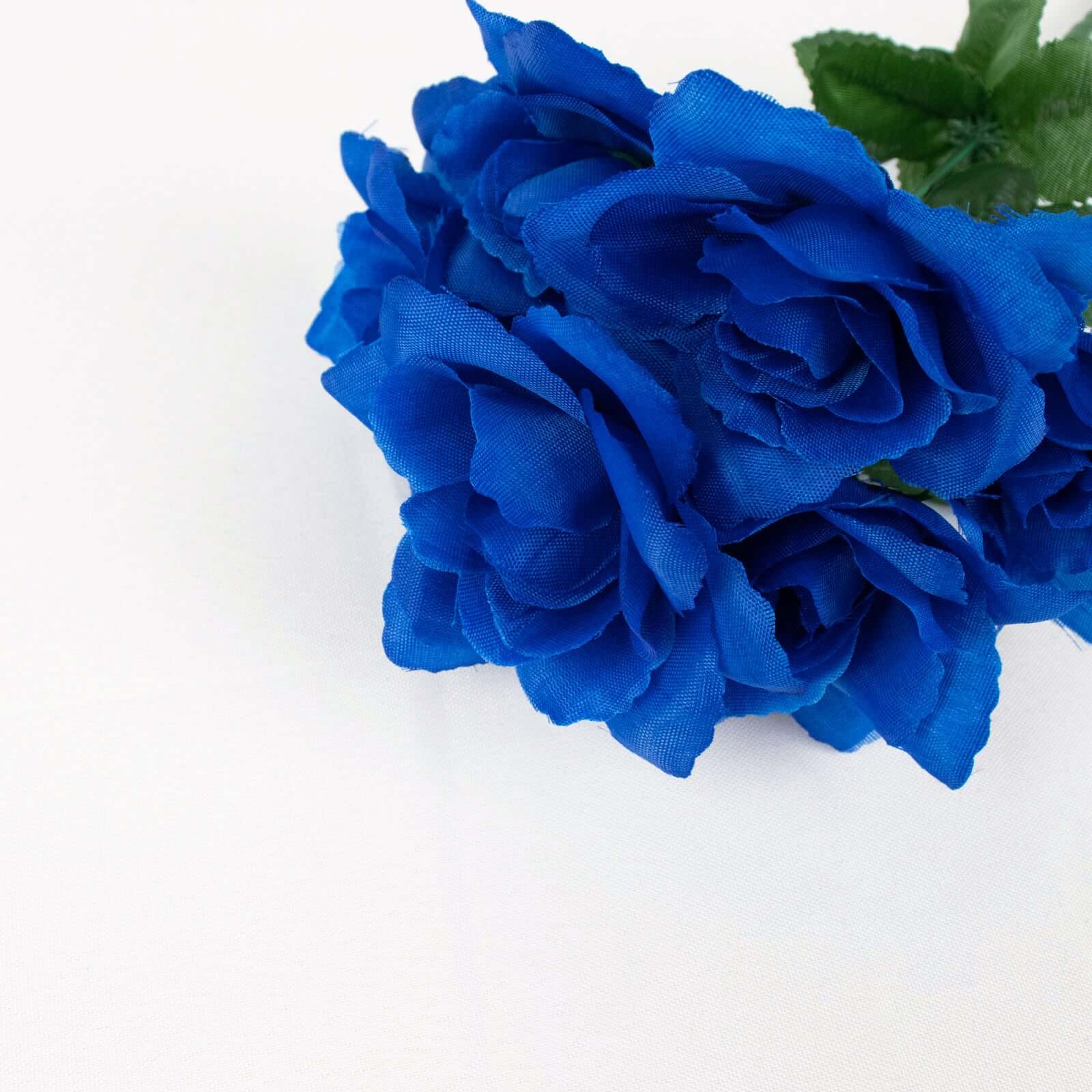 12 Bushes Royal Blue Artificial Premium Silk Blossomed Rose Flowers 84 Roses