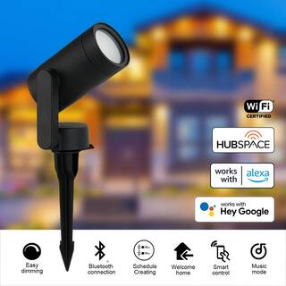 Hampton Bay Low Voltage Black LED Spotlight with Smart App Control (3-Pack) Powered by Hubspace L08557