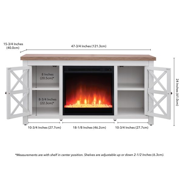 Colton Rectangular TV Stand with Crystal Fireplace for TV's up to 55