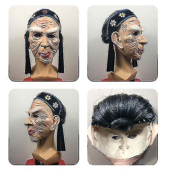 Horror Meng Po Mask Wig Headgear Masquerade Headgear Halloween Party Performance Props