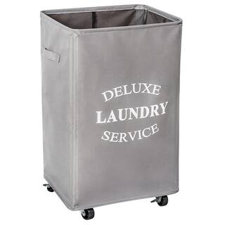 90L Fabric Laundry Basket Hamper with Wheels Light Gray hamper-150