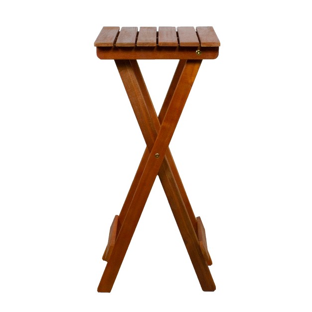 Light Brown Acacia Wood Outdoor Folding Accent Table