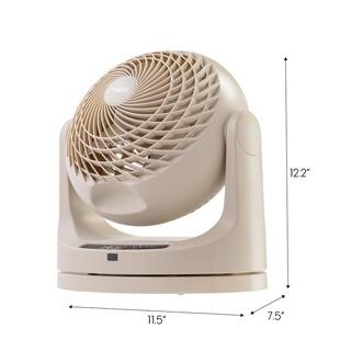 Woozoo 9 in. 3 Speed Oscillating Vortex Desk Fan with Remote Control Latte 500181