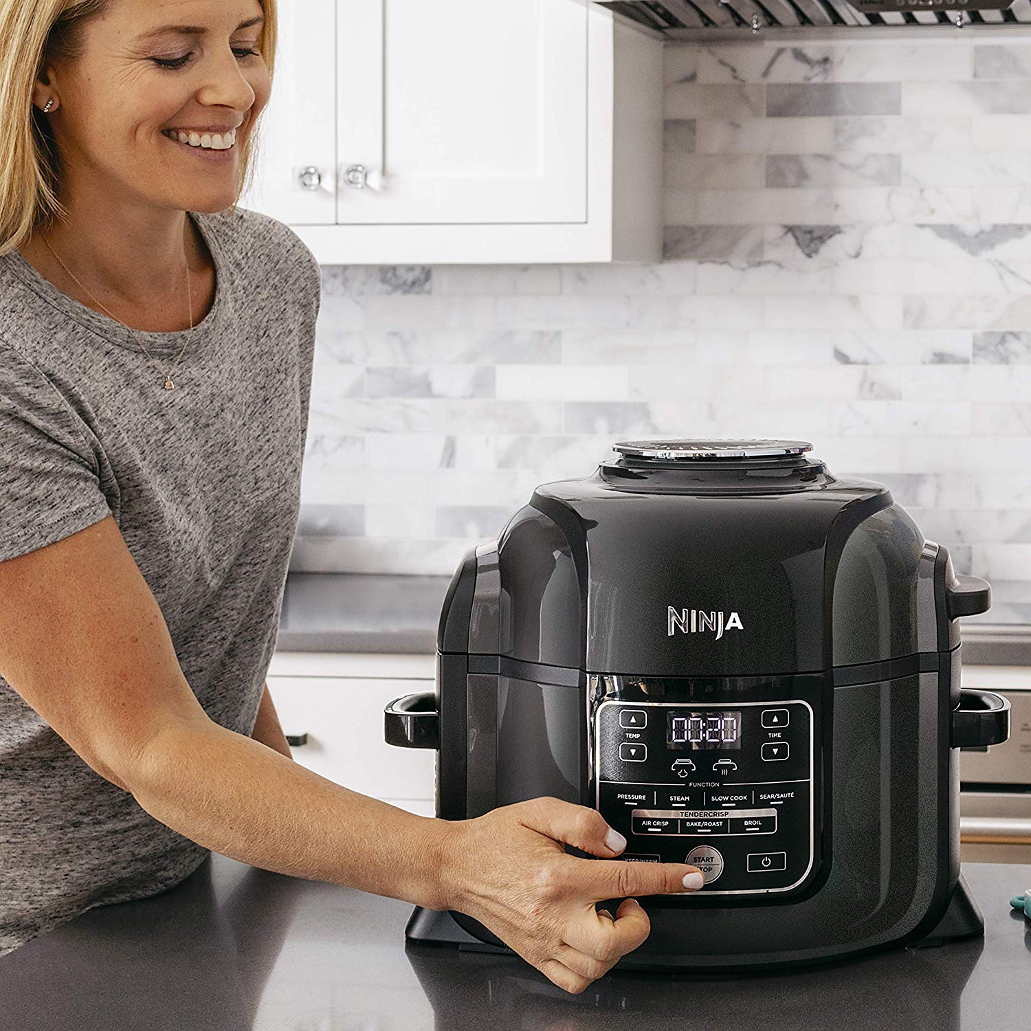 Restored Ninja OP401 Foodi XL Tendercrisp Pressure Multi Cooker 8 Quart Black/Gray (Refurbished)