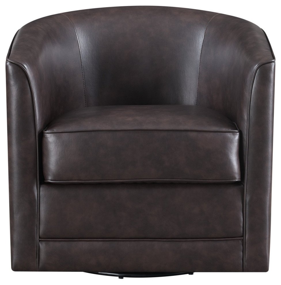 Contemporary Accent Chair  Swiveling Design With Faux Leather Seat   Contemporary   Armchairs And Accent Chairs   by Declusia  Houzz