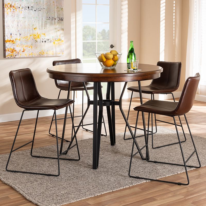 Baxton Studio Carvell Pub Dining Table and Chair 5-piece Set