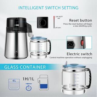 VIVOHOME 16-Cup Brushed 304 Stainless Steel Water Distiller Machine with a Switch Purifier Filter X002E9UJRF