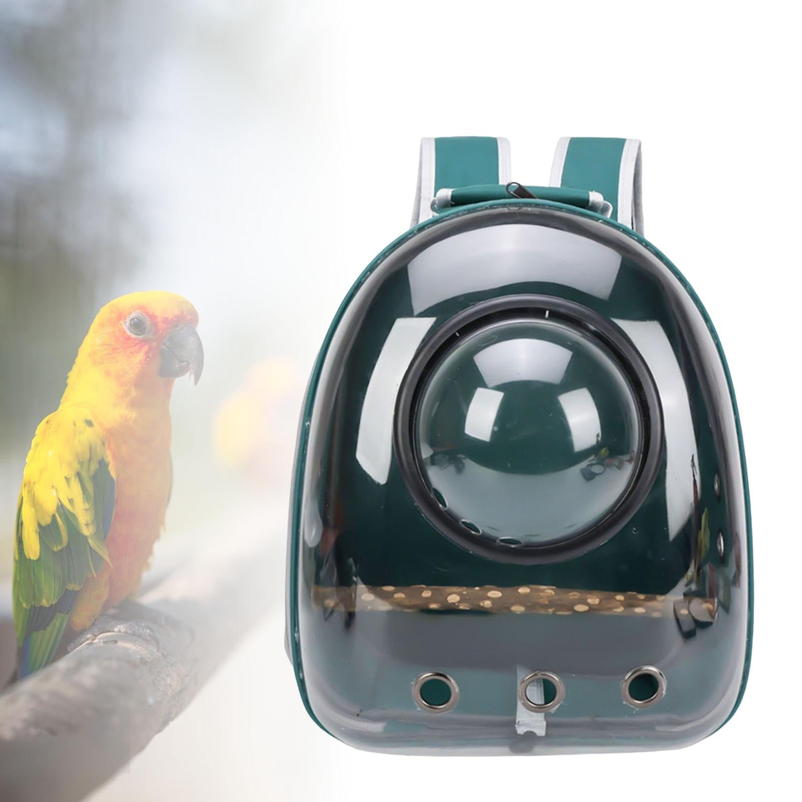 Travel Cage Waterproof Transparent Perch with Travel Backpack Parrot Out Backpack Bird Carrier for Camping Outdoor ， Green， 32x26x41cm