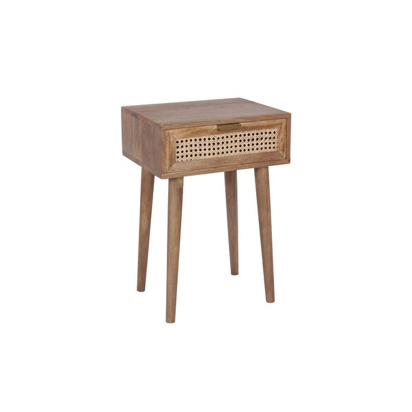 Sedona Mid-Century Modern 1-Drawer Acacia Side Table， Light Brown