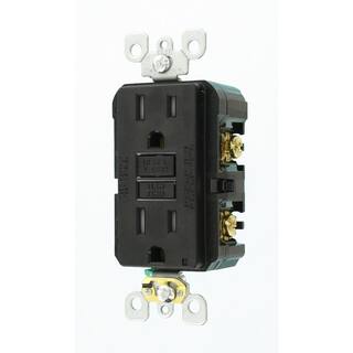 Leviton 15 Amp 125-Volt Duplex SmarTest Self-Test SmartlockPro Tamper Resistant GFCI Outlet Black (6-Pack) VE6-GFTR1-HE6