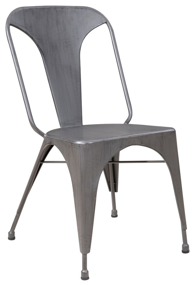 Stackable Metal Bistro Chairs  Set of 2  Matte Gray   Industrial   Dining Chairs   by Redd Furnishings  Houzz