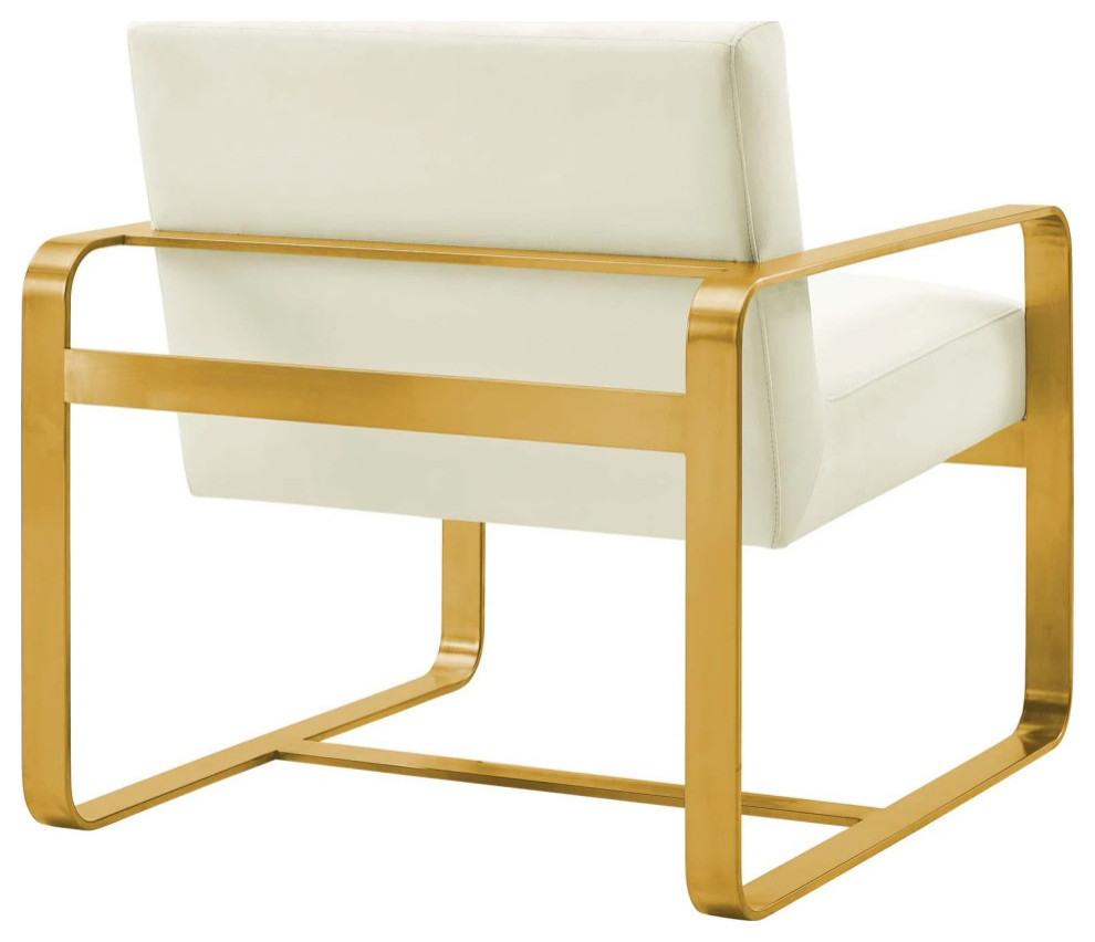 Ophelia Ivory Performance Velvet Armchair   Modern   Armchairs And Accent Chairs   by Rustic Home Furniture Deco  Houzz