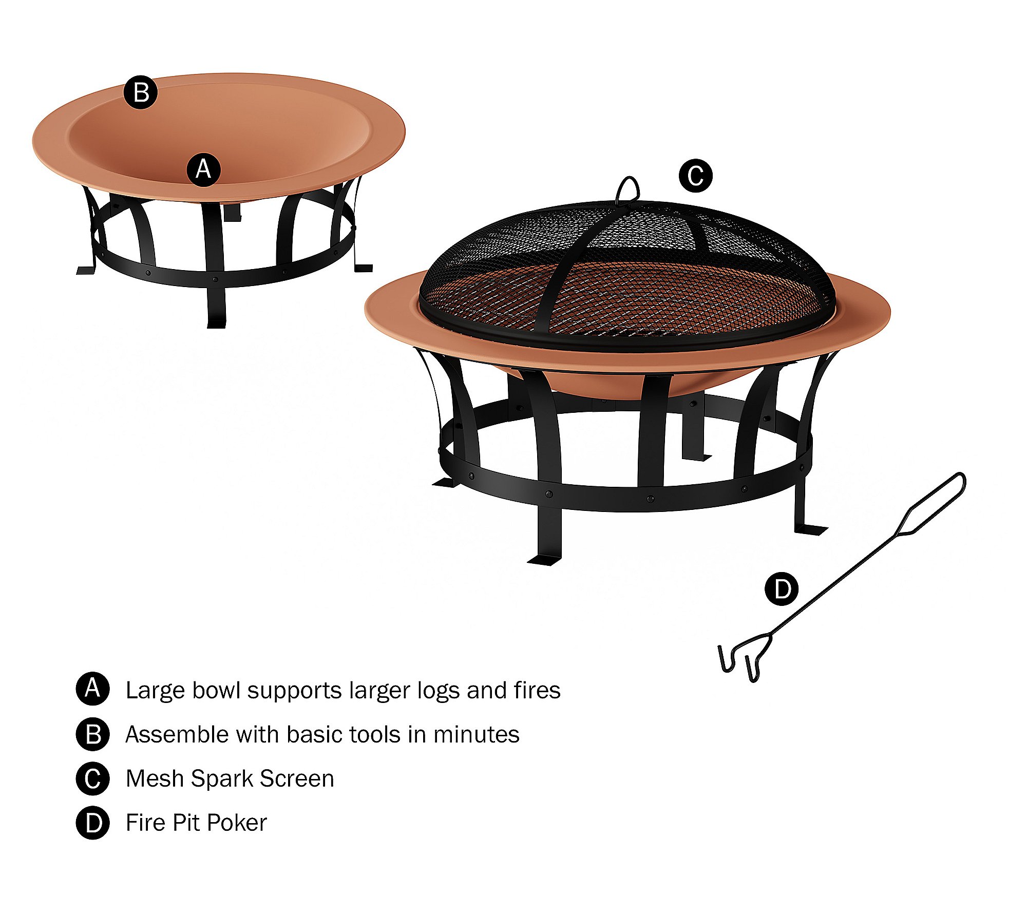 Pure Garden 30 Outdoor Deep Fire Pit