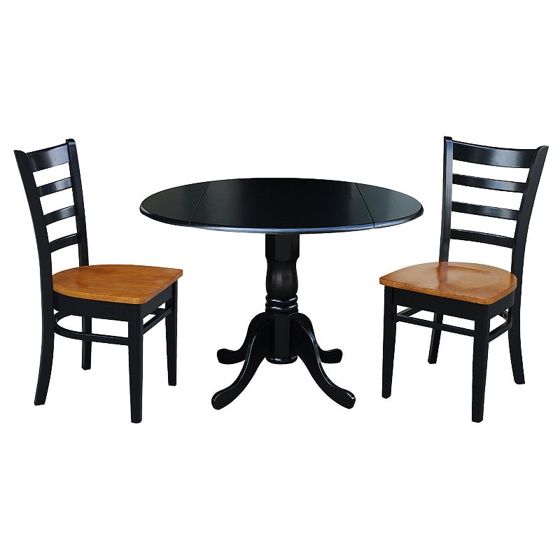 International Concepts Drop Leaf Two Tone Dining Table and Dining Chair 3-piece Set