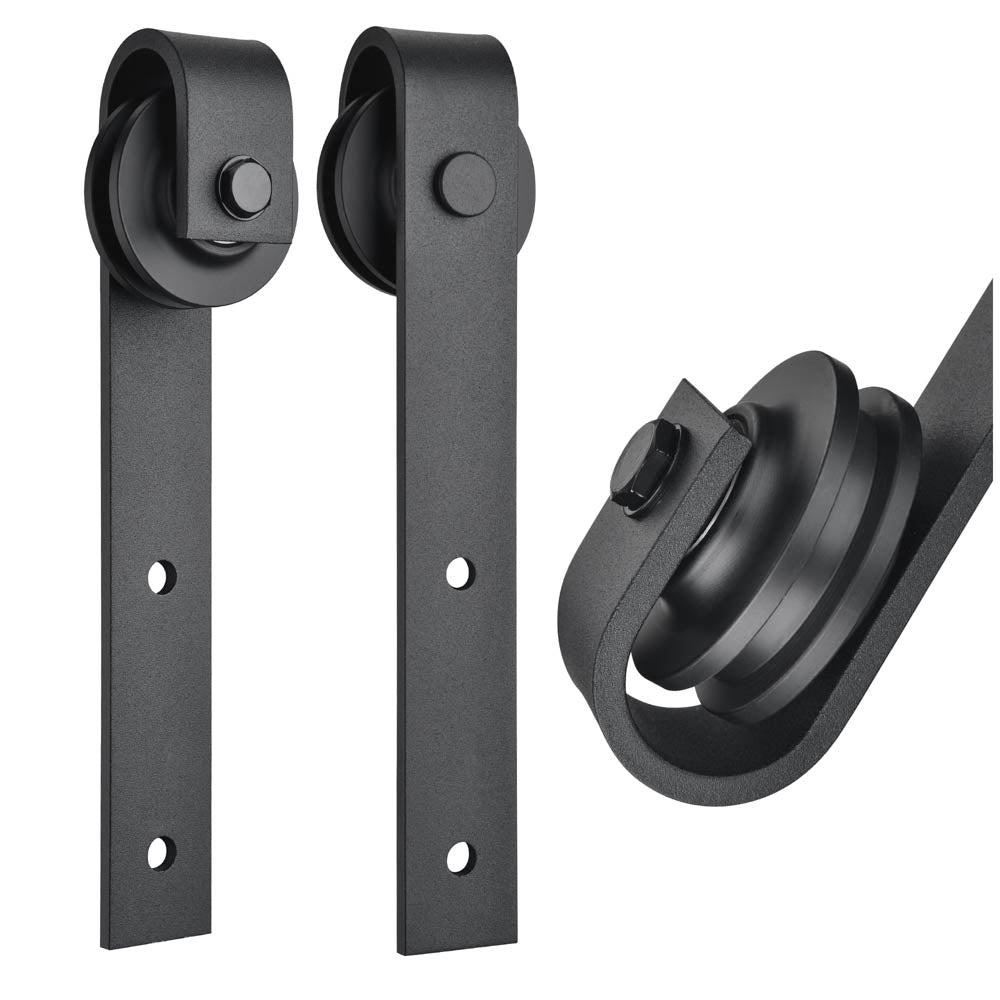 Yescom 8 ft Sliding Barn Door Hardware Kit Aluminum Track Black