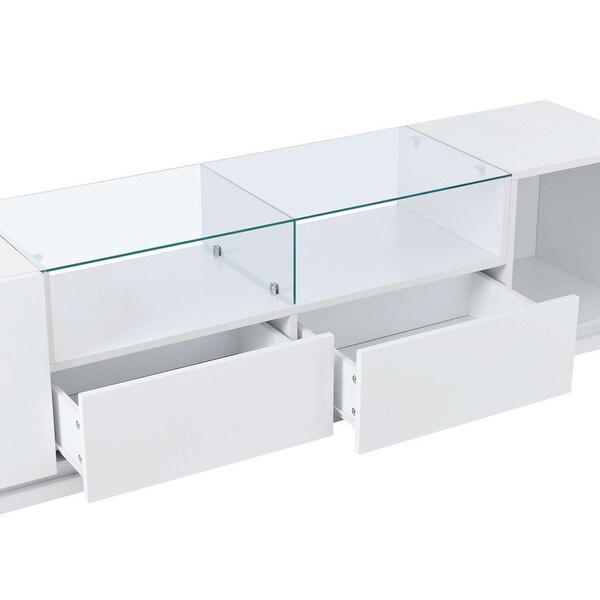 Modern High Gloss TV Stand with Tempered Glass