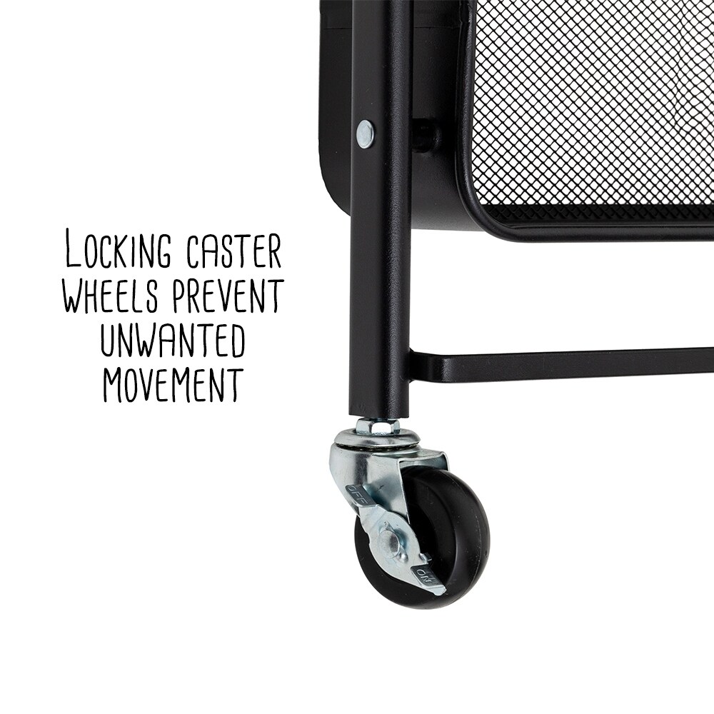 Black Metal Folding 3 Tier Utility Cart