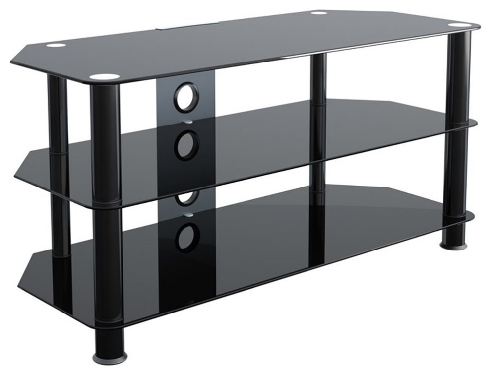 AVF Steel Glass TV Stand with Cable Management for up to 50 quotTVs in Black   Contemporary   Entertainment Centers And Tv Stands   by Homesquare  Houzz