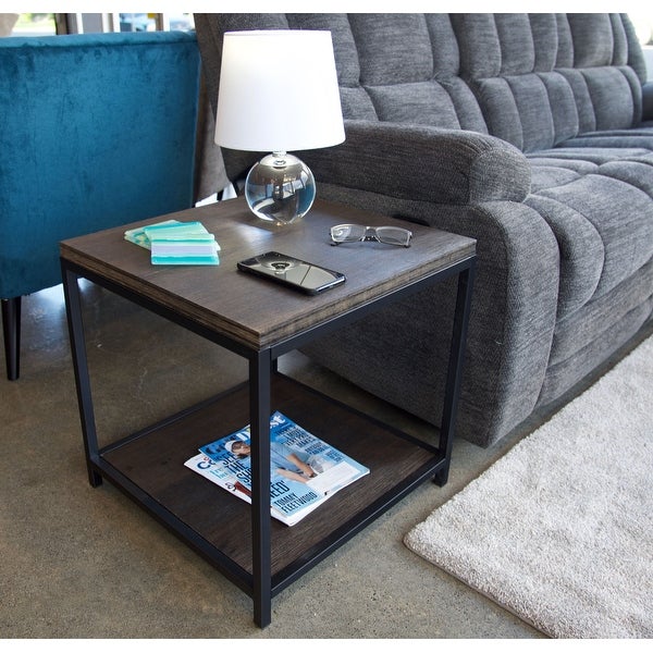 2 Tier Solid Bamboo Steel Frame End Table