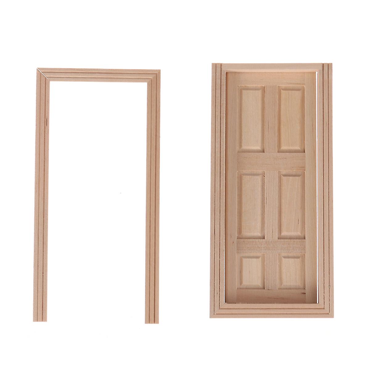 1:12 Mini House Miniature Diy 6-panel Interior Wooden Door