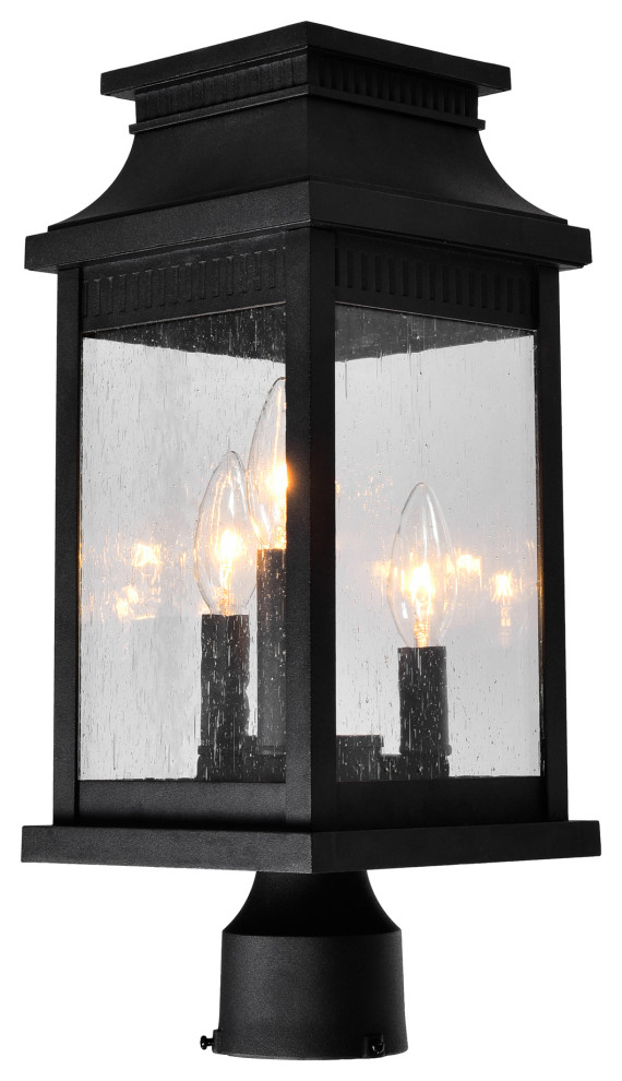 Milford 3 Light Outdoor Black Lantern Head   Transitional   Post Lights   by CWI Lighting  Houzz