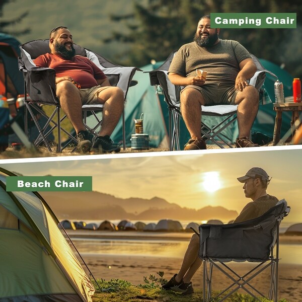 DoCred Oversized Camping Chair，Fully Padded Folding Moon Chair