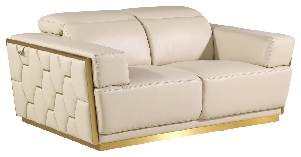 Enzo Top Grain Italian Leather Loveseat   Modern   Loveseats   by Luxuriant Furniture  Houzz