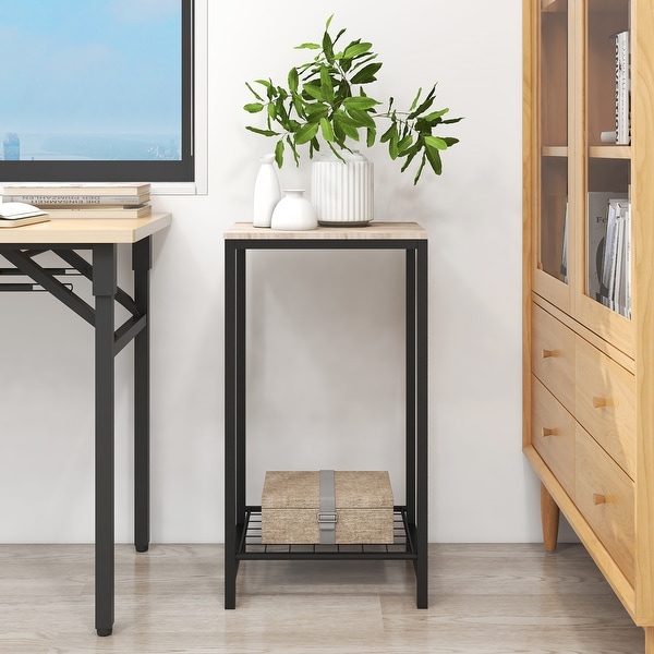 Side Table Nightstand End Table Living Room Storage Shelf Industrial