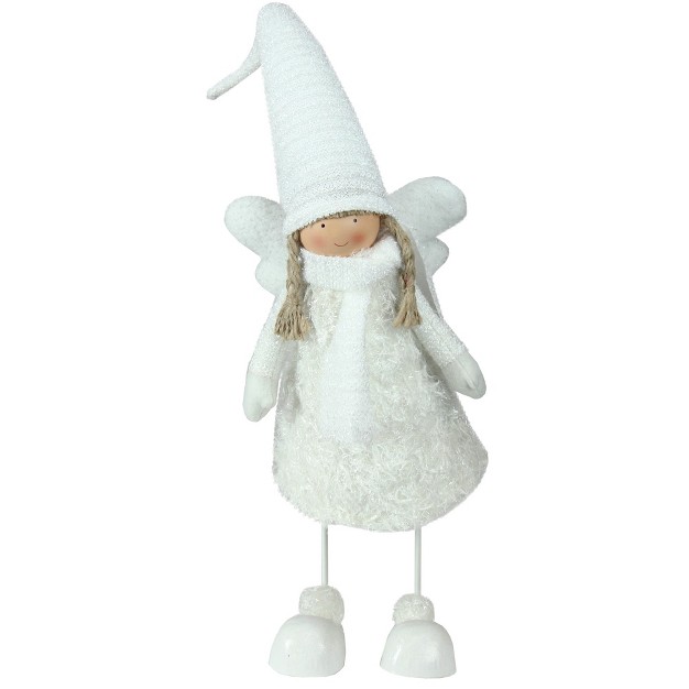 White Bobble Girl Angel Christmas Tabletop Figurine