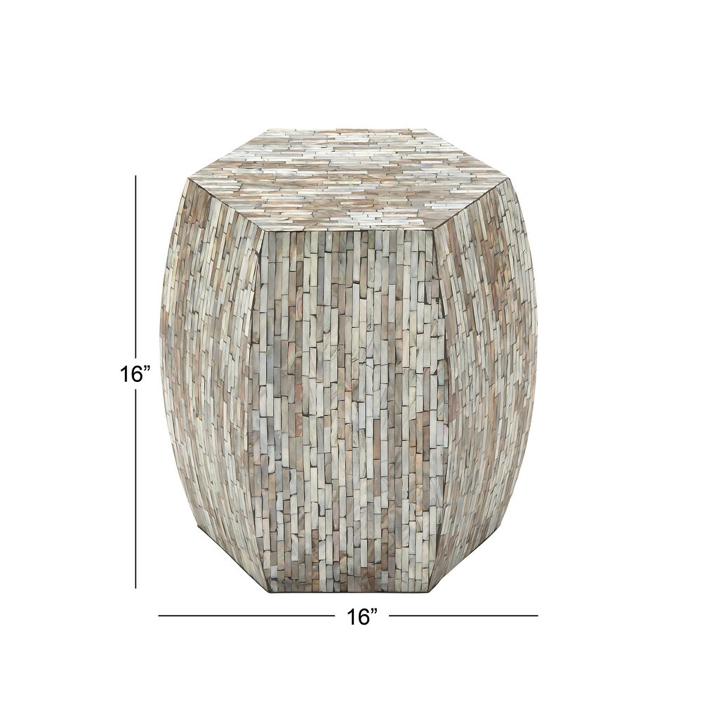 Grey Shell Contemporary Accent Table 16 x 16 x 16