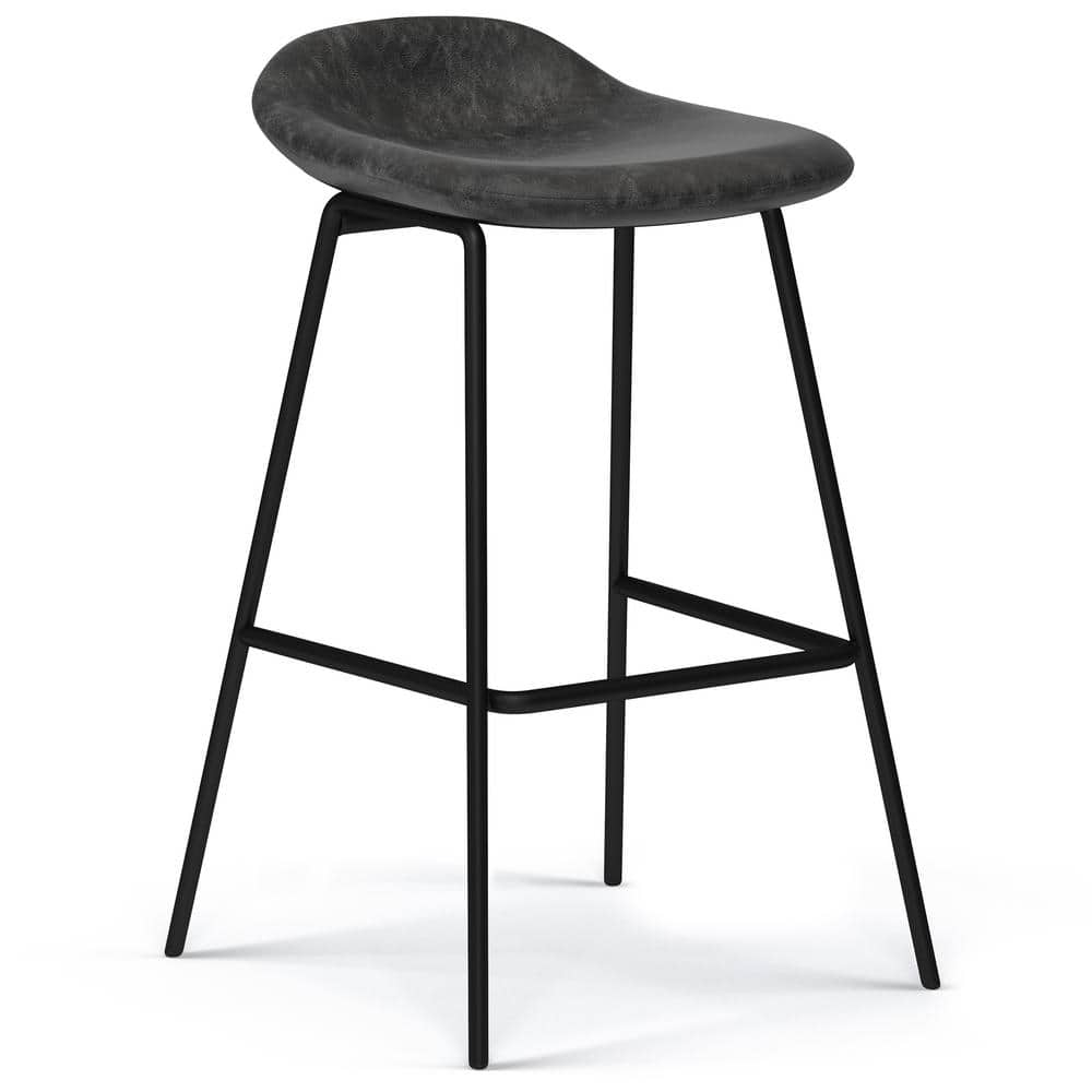 Simpli Home Dafney 31.5 in. Distressed Charcoal Grey Bar Metal Stool (Set of 2) AXCDAFBS-DCG