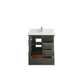 Willow Collections Hudson 30 in. W x 22 in. D x 36 in. H Bath Vanity in Pewter Green with 2 in. Empira Quartz Top HDSN_PGN_EMP_WT_30