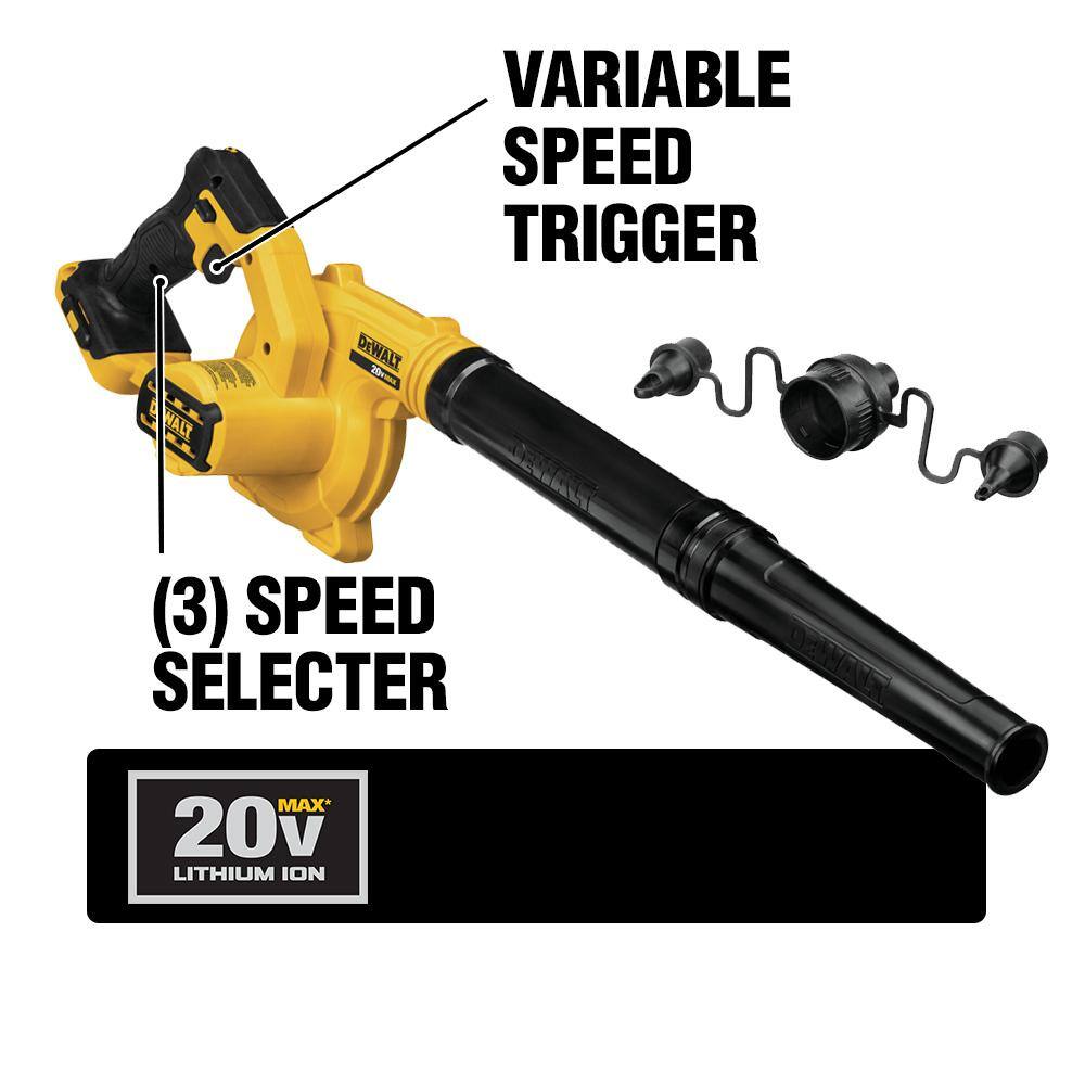 DW 20V MAX Cordless Compact Jobsite Blower 135 MPH 100 CFM and (1) 20V MAX XR Premium Lithium-Ion 4.0Ah Battery DCE100BW204