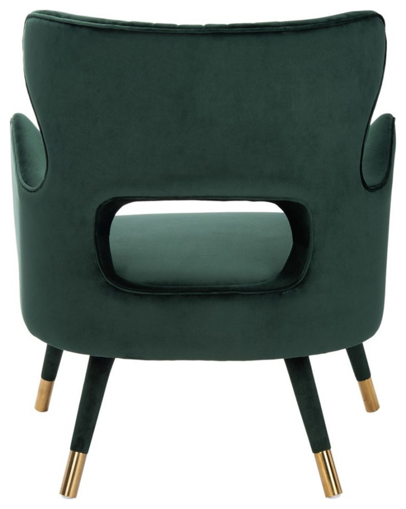 Thelma Wingback Arm Chair  Forest Green/Gold   Midcentury   Armchairs And Accent Chairs   by Rustic Home Furniture Deco  Houzz