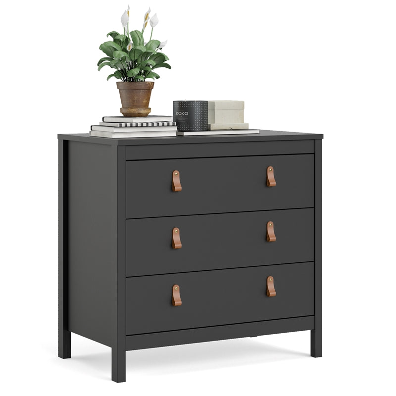 Madrid 3 Drawer Chest, Black Matte