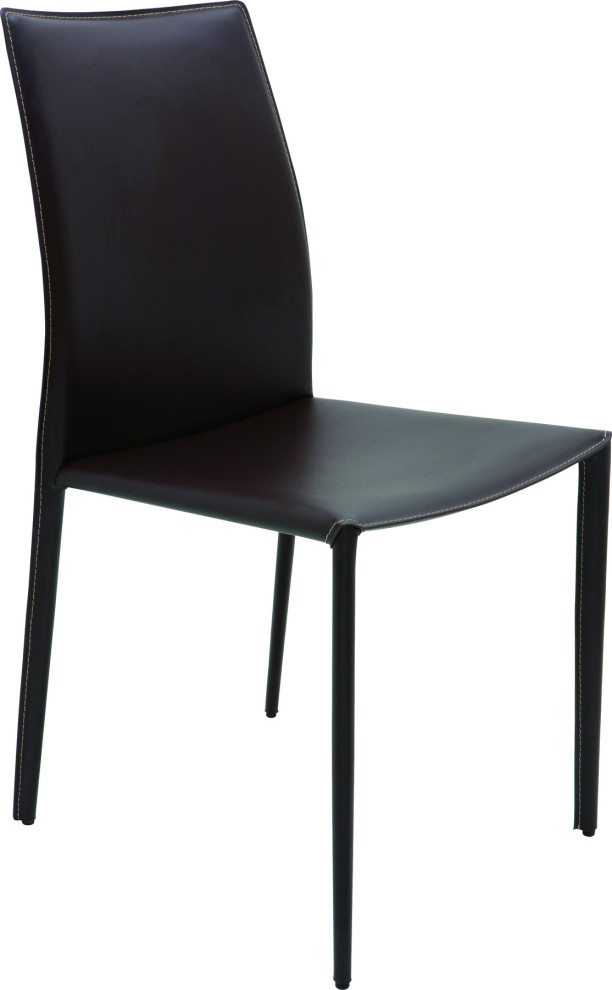 Nuevo Sienna Leather Dining Side Chair  Bordeaux   Contemporary   Dining Chairs   by HedgeApple  Houzz