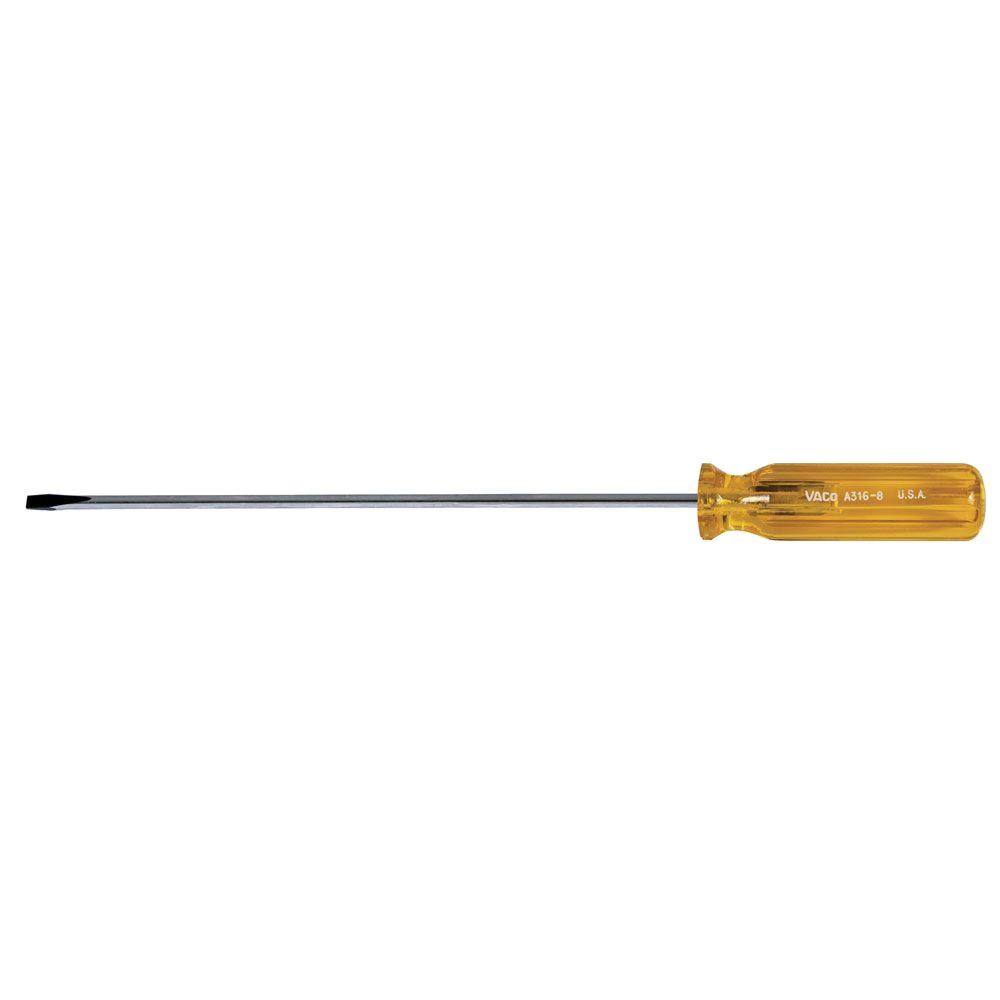 Klein Tools 316 in. Cabinet-Tip Flat Head Screwdriver with 8 in. Round Shank A316-8