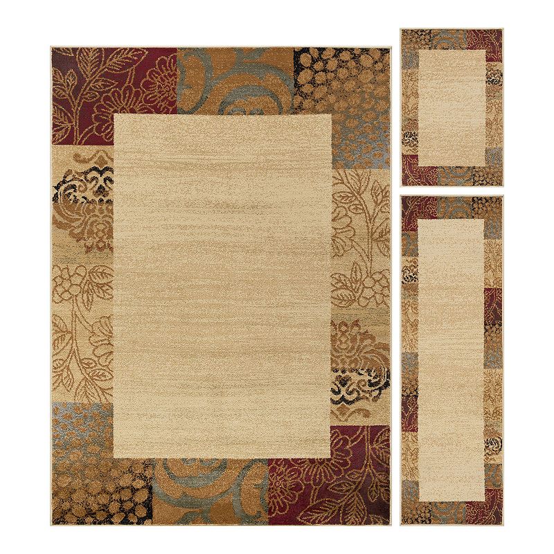 KHL Rugs Transitional Floral 3-pc. Rug Set