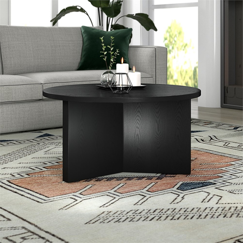 Henn ampHart 32 quotBlack Grain Coffee Table   Transitional   Coffee Tables   by Homesquare  Houzz