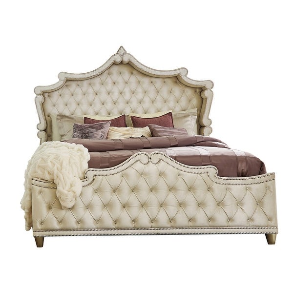 Justine Ivory and Camel 2-piece Bedroom Set with Dresser - - 35553387