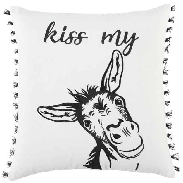 Oversize x27 kiss My x27 Square Throw Pillow Cover Rizzy Home