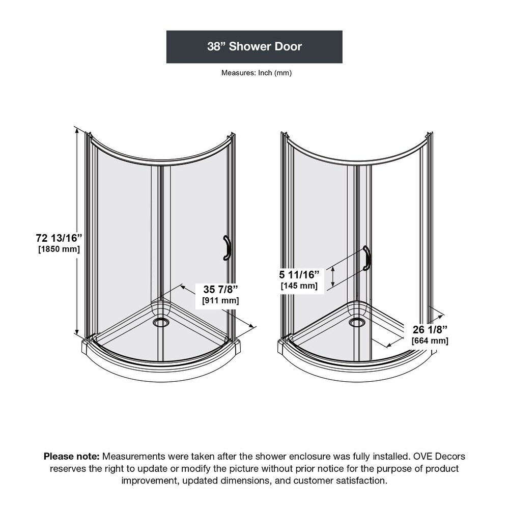 Ove Decors Breeze 38 in. Black Shower Kit with Clear Panels and Base