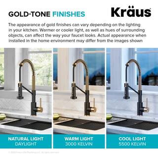 KRAUS Bolden Touchless Sensor Commercial Style Pull-Down Single Handle Kitchen Faucet in Brushed BrassMatte Black KSF-1610BBMB